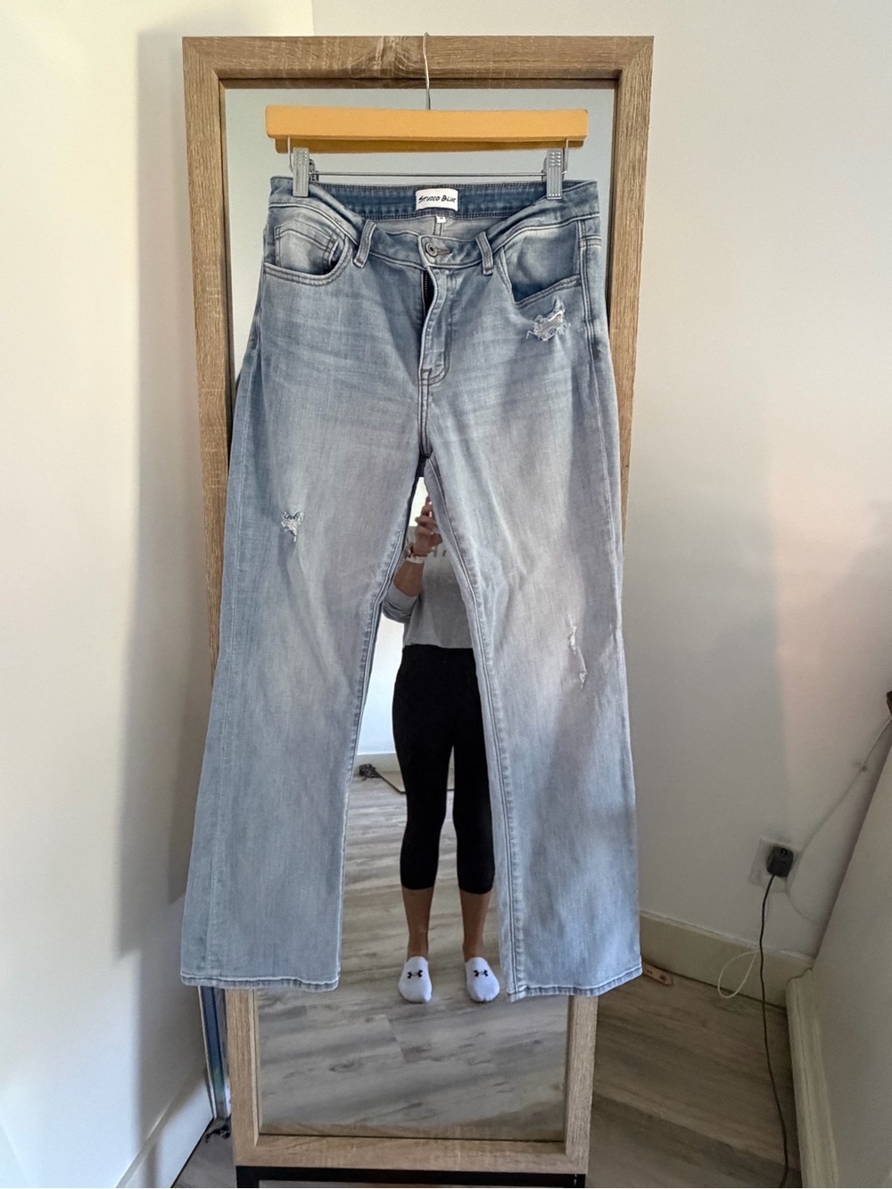 Studio Light Blue Distressed Boot Cut Jeans